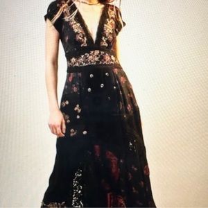 Free People Hibiscus Heaven Embroidered Pretty Floral Patchwork Maxi Dress
